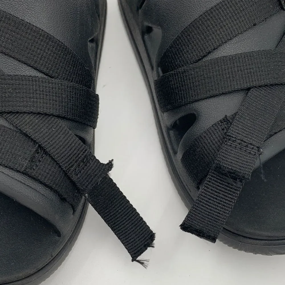Kids Chaco Black Slide Sandals | Youth 3 | Damaged Strap | Play Shoes